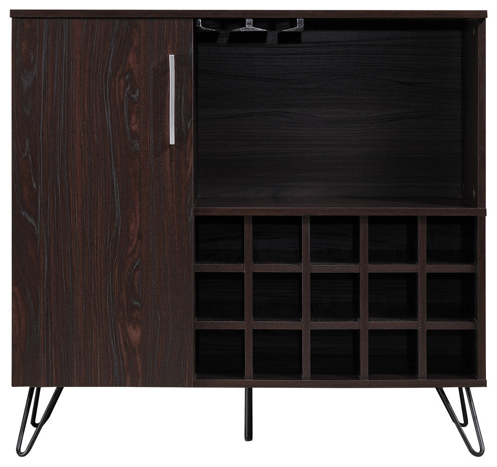 GDF Studio Lochner Mid-Century Modern 15-Bottle Wine and Bar Cabinet, Wenge