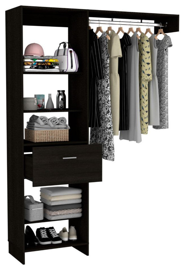 150 Closet System British, Bedroom, Black