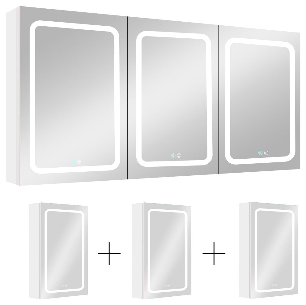60 in.W x 30 in. H Aluminum Surface Mounted Medicine Cabinet with Mirrors