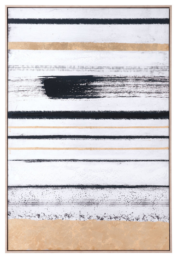Vertical Brush Strokes Canvas Black & Gold