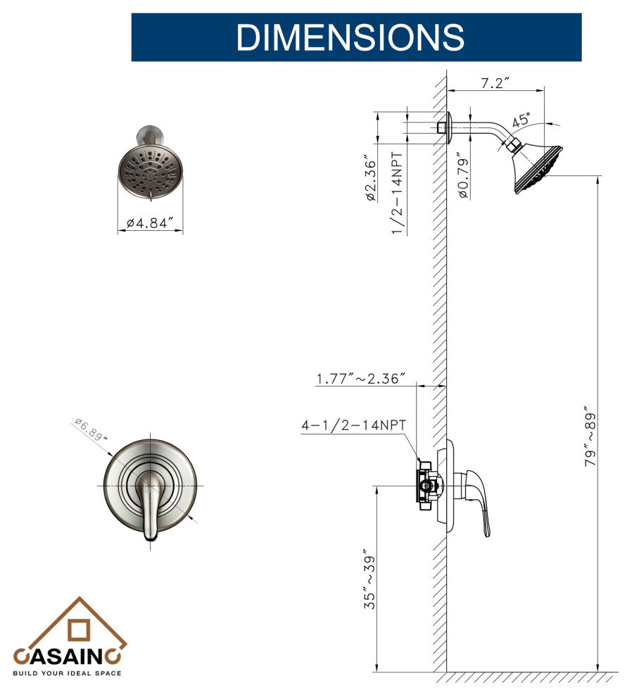 Single Handle Shower Trim Kit with Integral Volume Control, Brushed Nickle