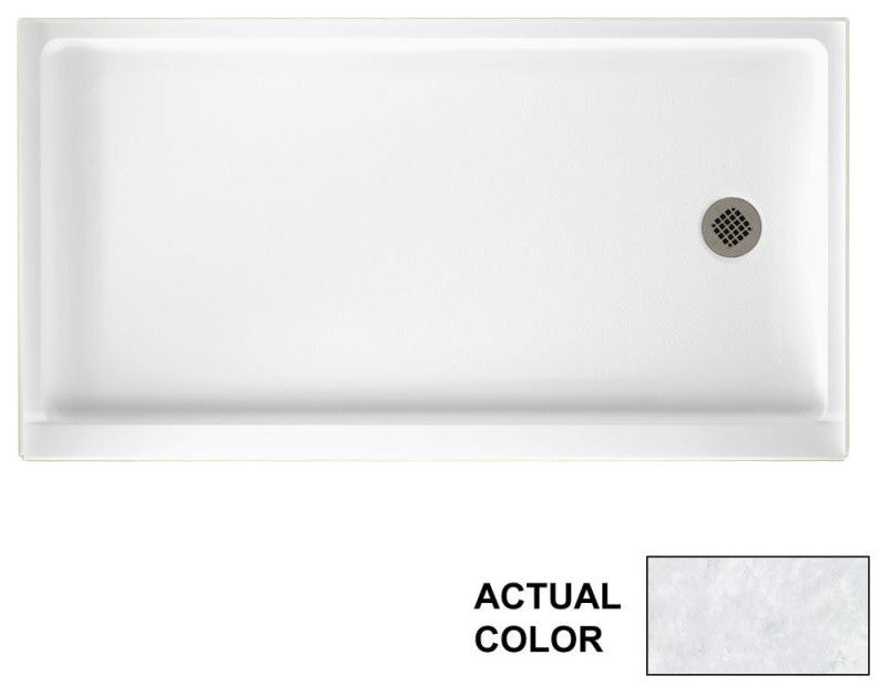 Swan 60x32x4 Solid Surface Shower Base, Right Drain, Ice