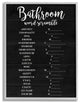 Bathroom Word Scramble Black and White Word Design, 16"x20", Gray Frame