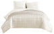 Benzara BM225233 3 Piece King Size Coverlet Set with Stitched Pattern, Cream