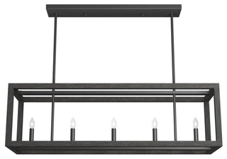 Hunter Squire Manor Matte Black and Dark Ash 6-Light Chandelier