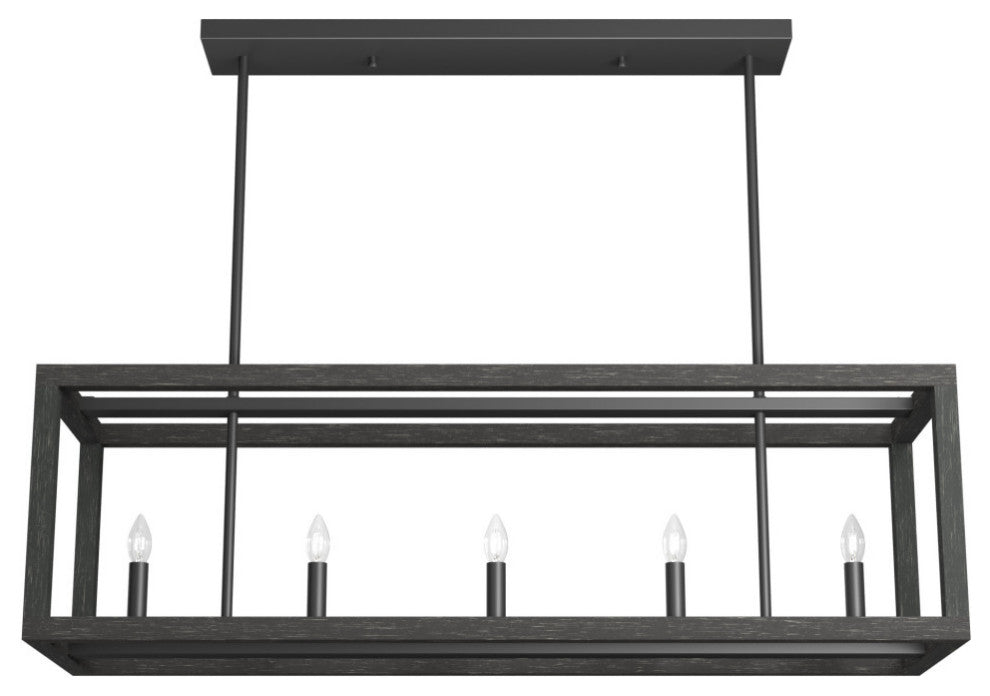 Hunter Squire Manor Matte Black and Dark Ash 6-Light Chandelier