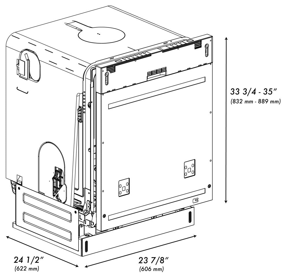 ZLINE Monument 24" Panel Ready Dishwasher With a Gold Handle, DWMTZ-24-G