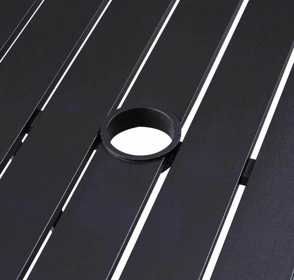 Aluminum 42" Square Slat Table - Black