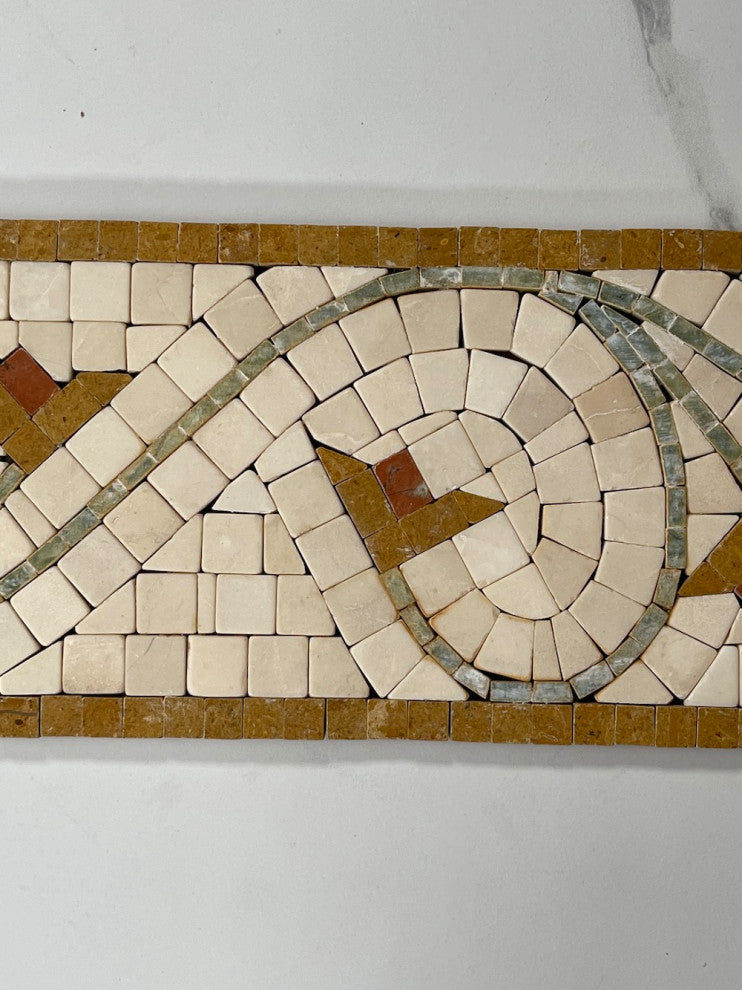 Marble Mosaic Border Listello Accent Tile Agean Antique 5x14.5 Tumbled, 1 piece
