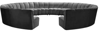 Infinity Channel Tufted Velvet Modular Chair, Gray, 12 Piece