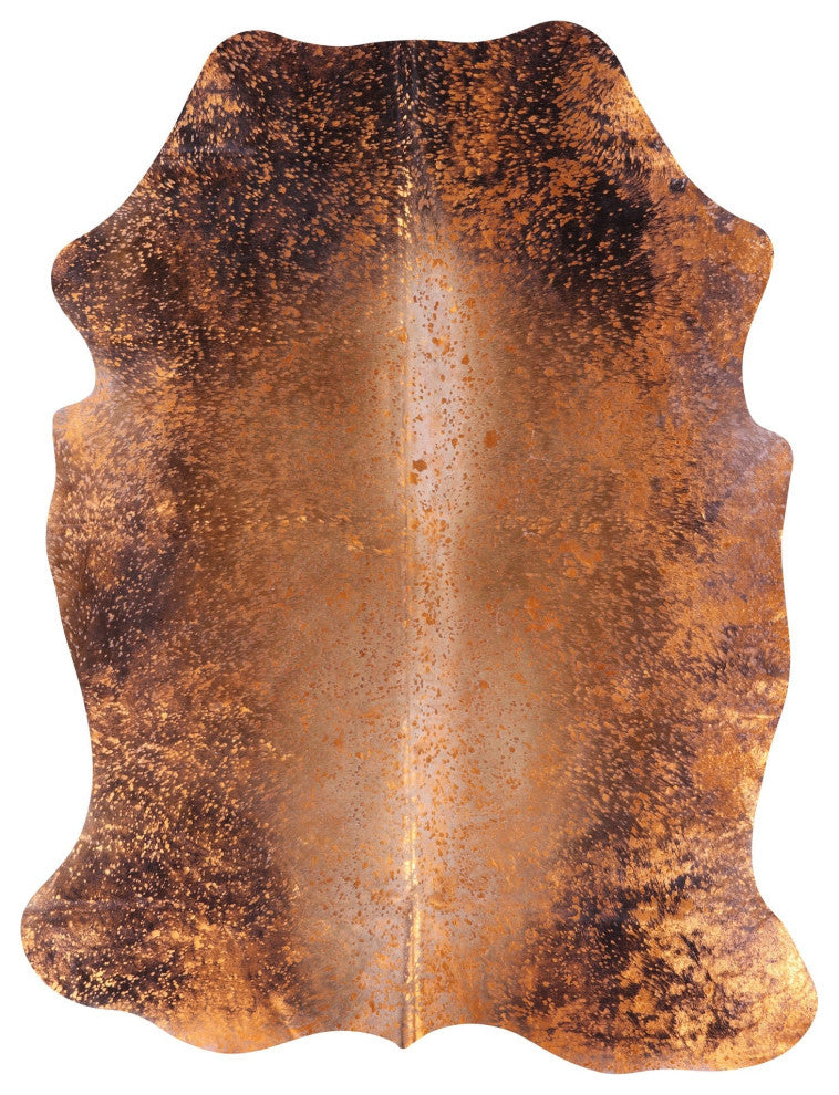 Orange Metallic Cowhide Rug 6' 3" X 5' 0" C2160