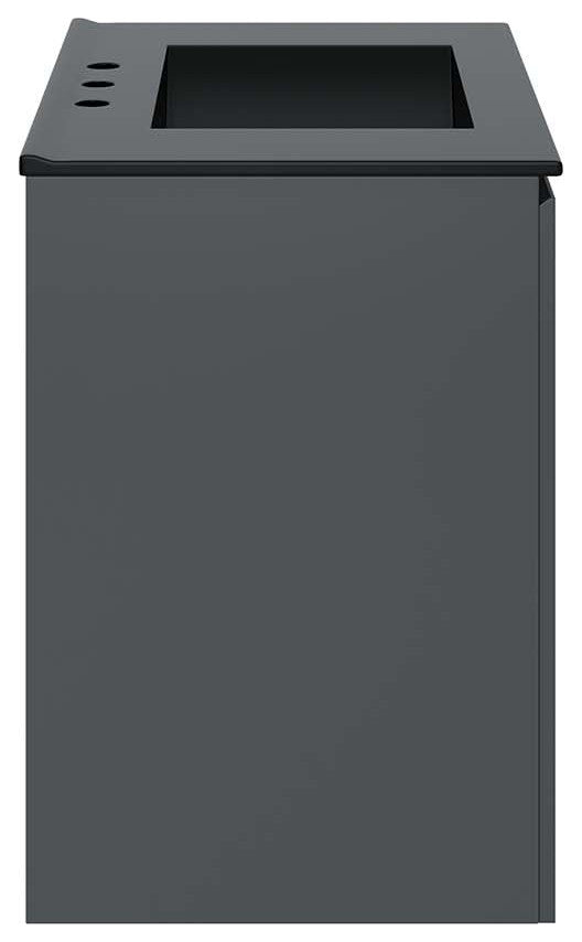 Bryn 30" Wall-Mount Bathroom Vanity, Gray Black