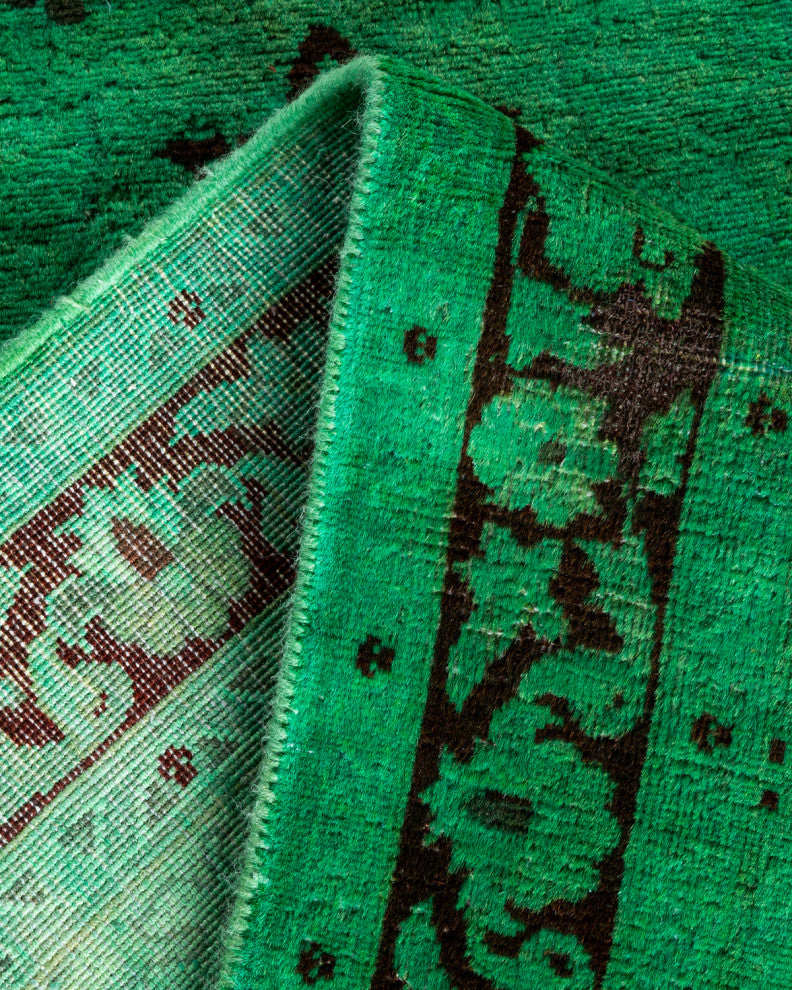 Fine Vibrance, One-of-a-Kind Hand-Knotted Runner Rug Green, 2' 7" x 12' 3"