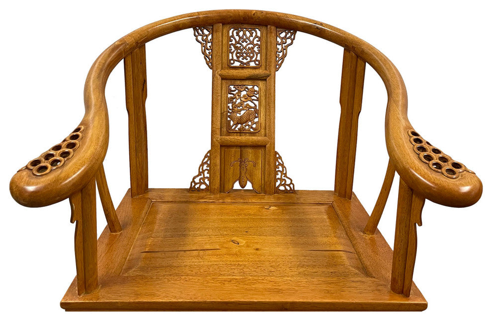 Consigned Vintage Chinese Camphor Wood Horseshoe Back Armchairs set