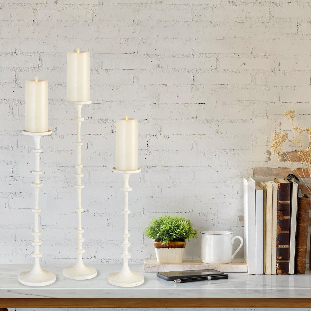 Abacus Candle Stands, Set of 3, White