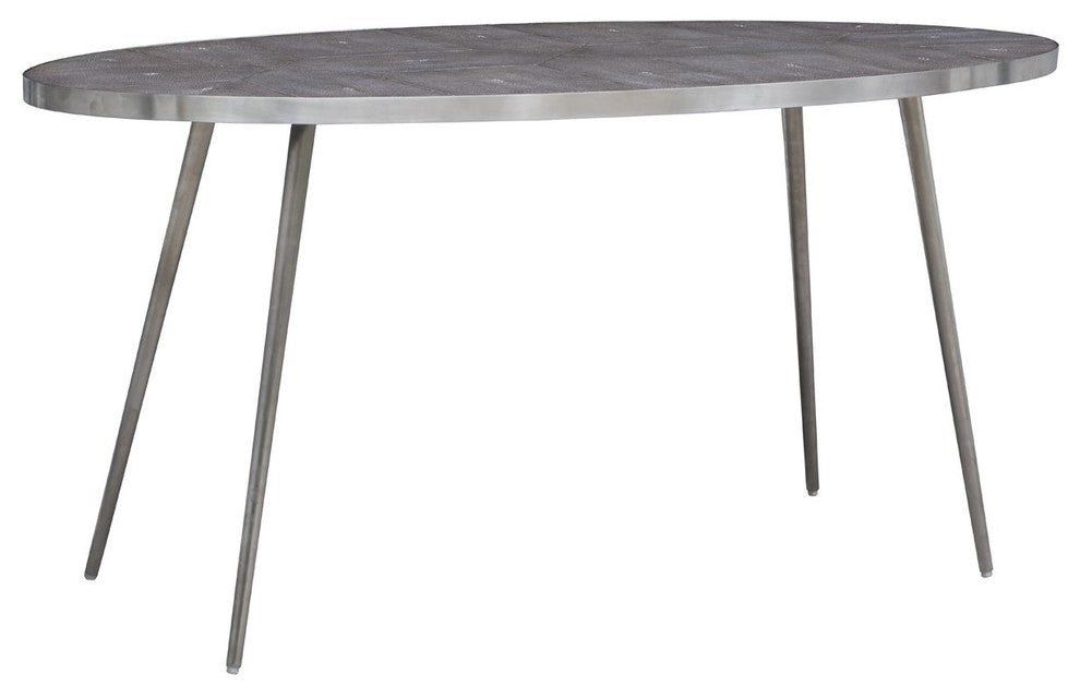 Magnus Coffee Table in Grey Shagreen and Brushed Stainless Steel