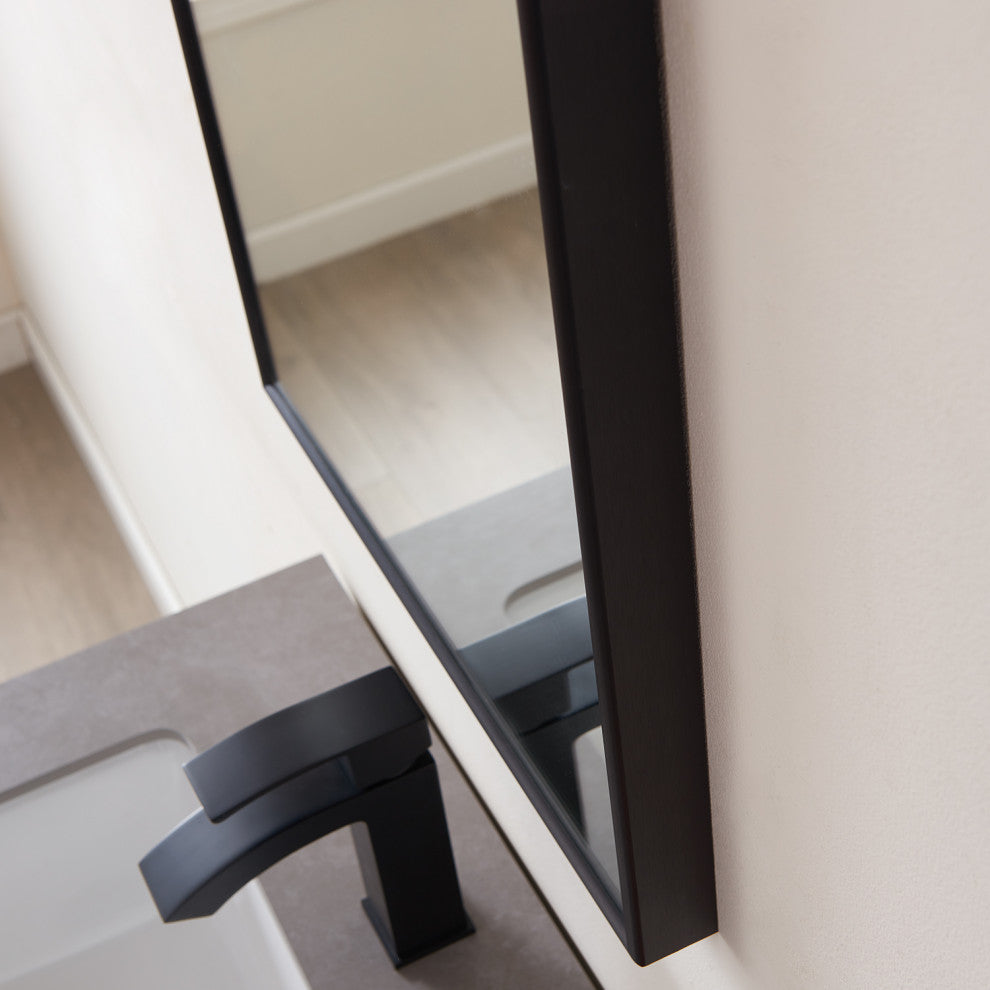 Viella Rectangular Aluminum Wall Mounted Mirror, Matte Black, 18"
