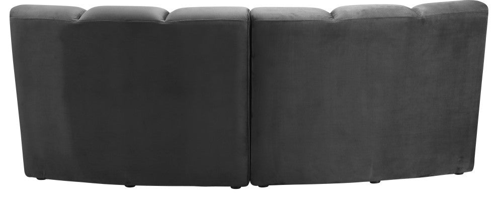 Infinity Channel Tufted Velvet Modular Chair, Gray, 2 Piece