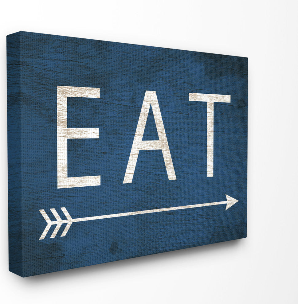 Eat With Arrow Blue  Stretched Canvas Wall Art, 30x40