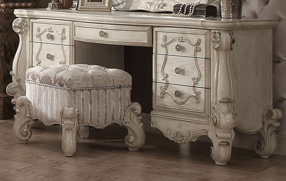 Acme Versailles Vanity Desk Bone White
