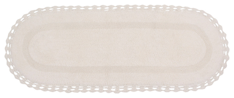 Hampton Crochet Reversible Bath Rug Set, 21x54 Runner, Ivory