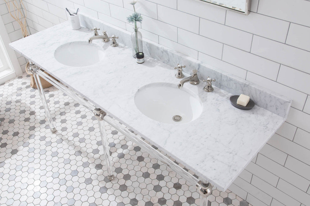 Empire 72" Wide Double Wash Stand, P-Trap, Countertop With Basin, Faucet