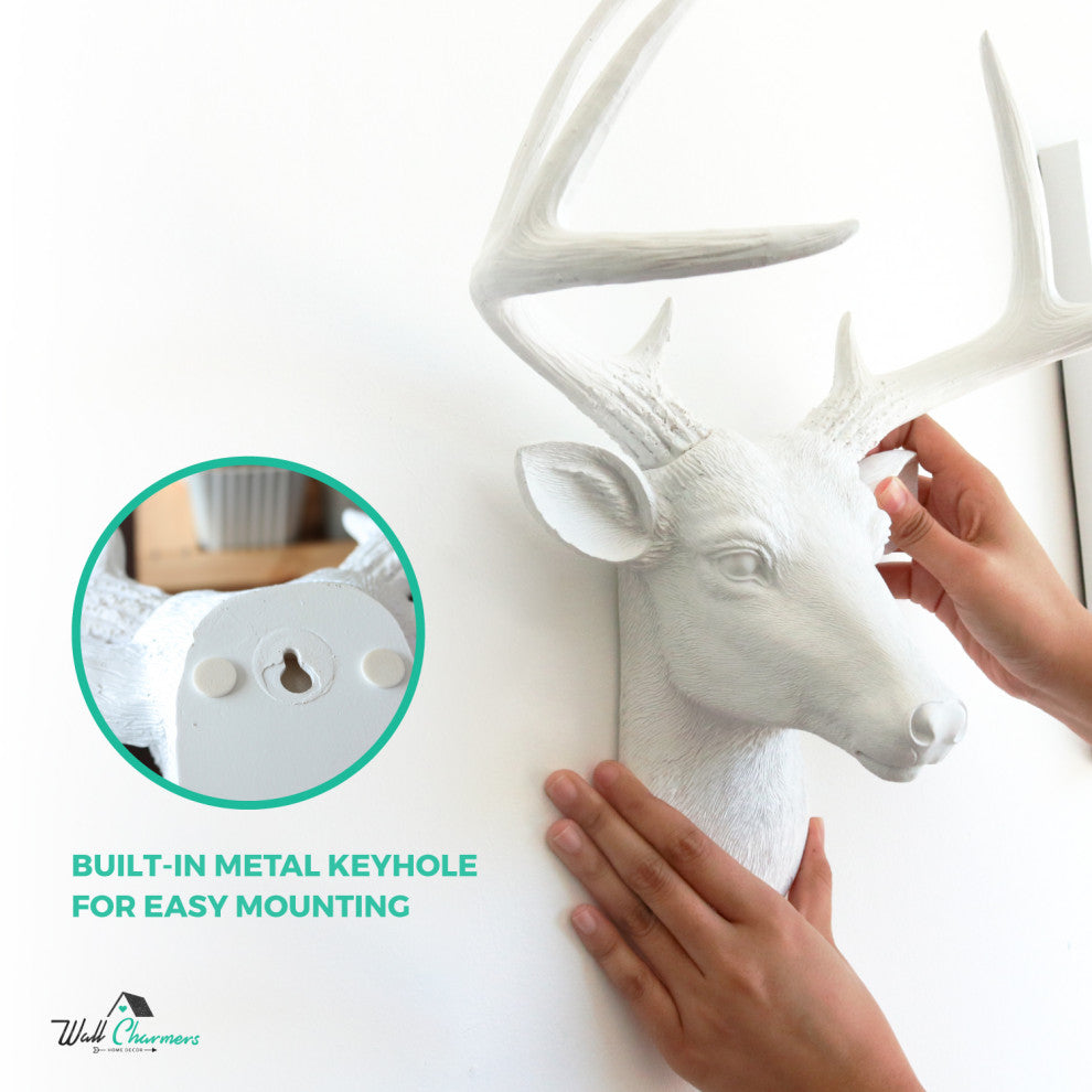 Virginia Faux Mini Deer Head, White/White