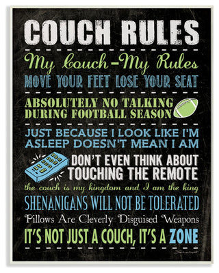 Couch Rules Typography Art Wall Plaque