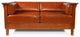 Arts and Crafts / Craftsman Cubic Panel Side Love Seat - Russet Brown Leather (R