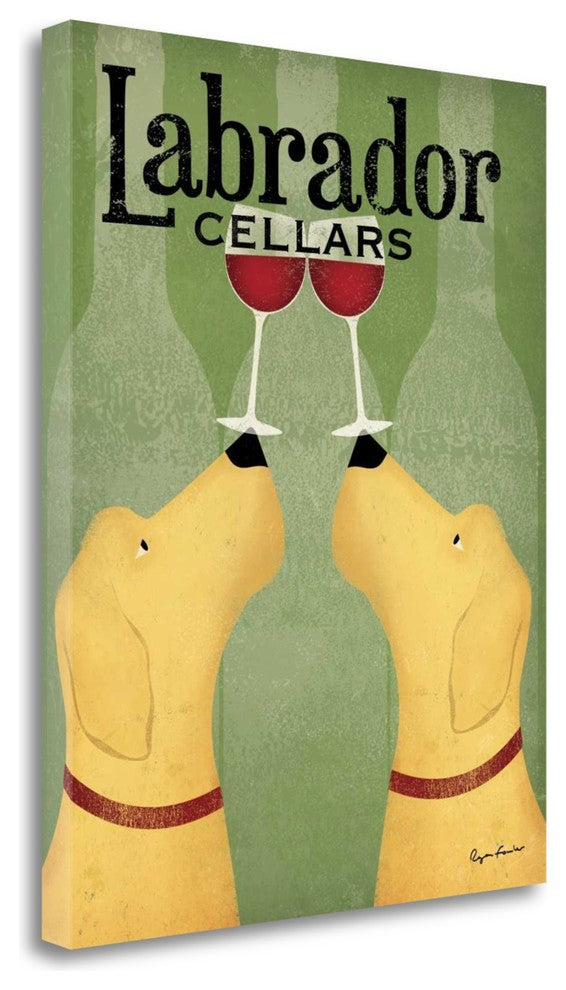 "Two Labrador Wine Dogs" By Ryan Fowler, Giclee Print on Gallery Wrap Canvas