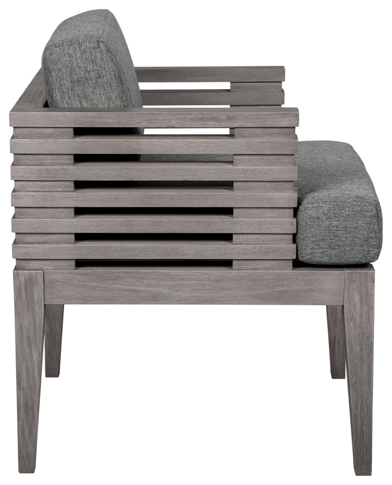 Vivid Outdoor Patio Dining Chair, Gray Eucalyptus Wood Gray Olefin Cushions