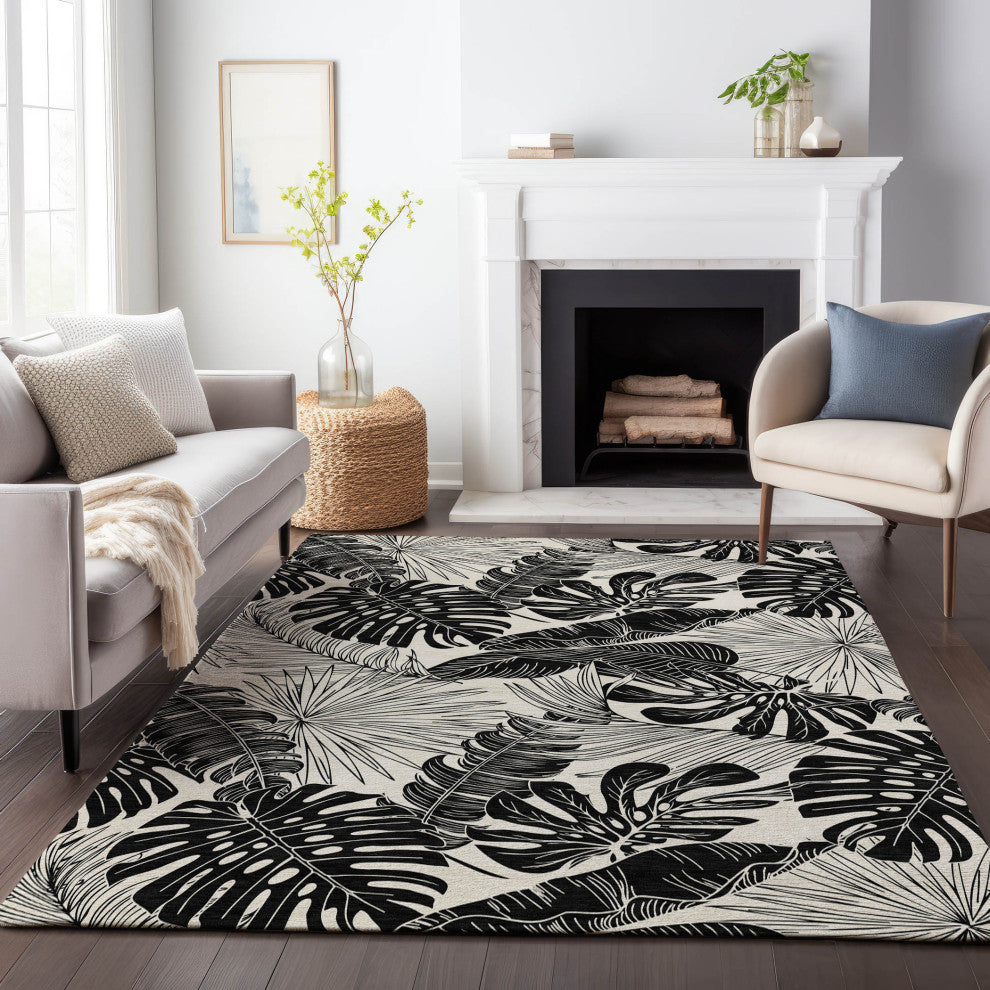 Addison Premium Washable Mayfield AMF211 Black 9' x 12' Rug