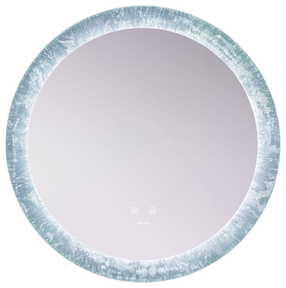 Frysta Round LED Frameless Mirror With Dimmer and Defogger, 30 Inch.