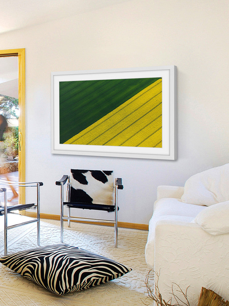 "Green and Yellow Crops" Framed Painting Print