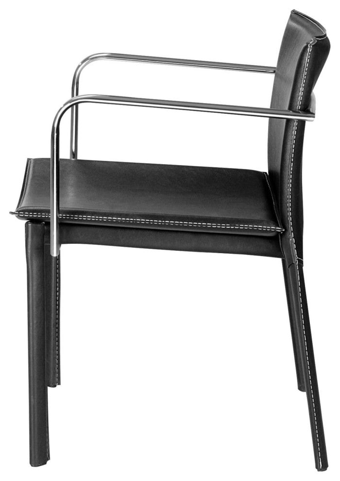 Office Chair, Set of 2, Faux Vinyl Leather, Steel, Black, Chrome, Home Business