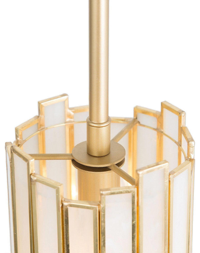 LNC 1-Light Modern Cylinder/Drum Glass Kitchen Pendant Lighting, White & Gold