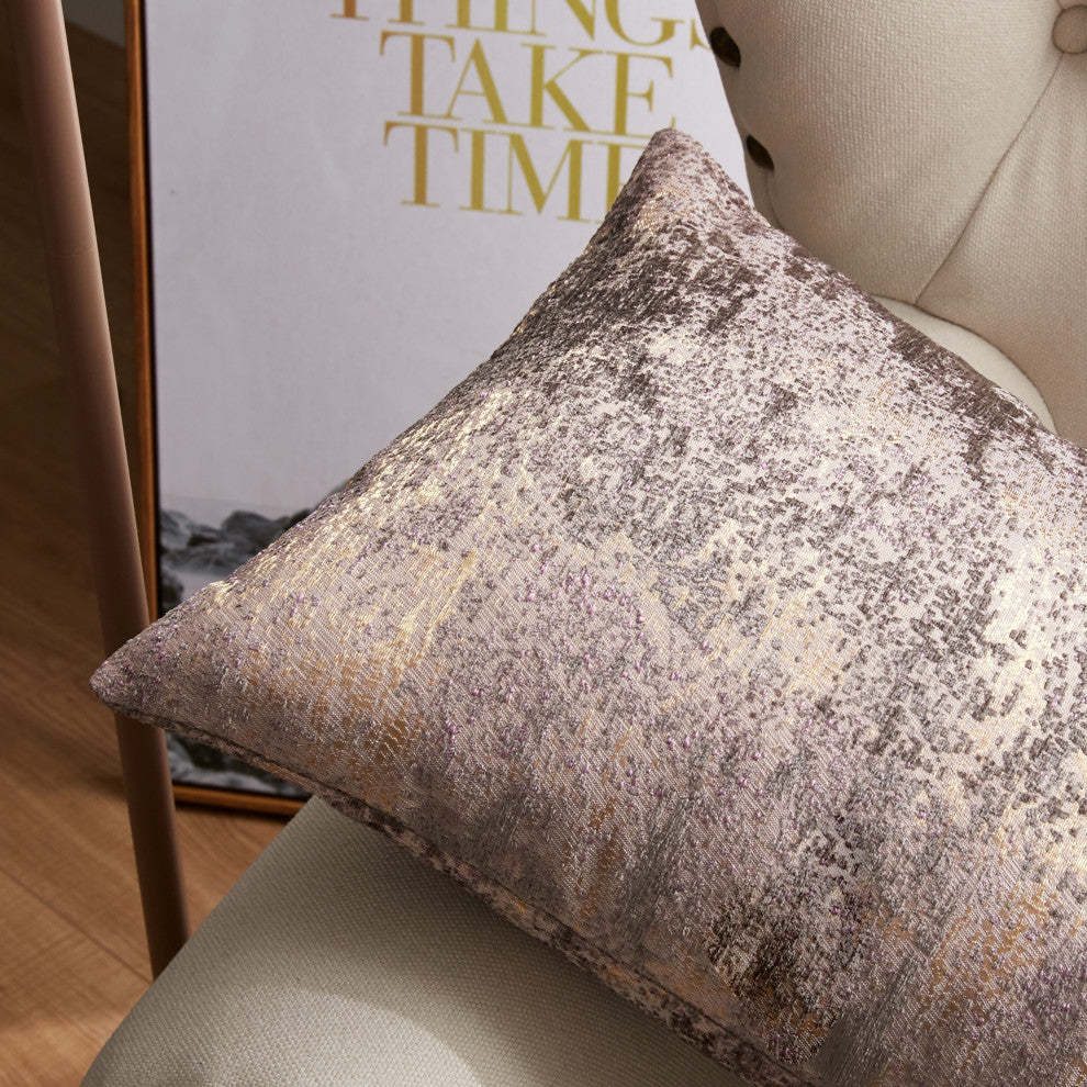 Kasula Jacquard Chenille Pillow Cover 2 Piece Set, Light Brown, 14" X 26"