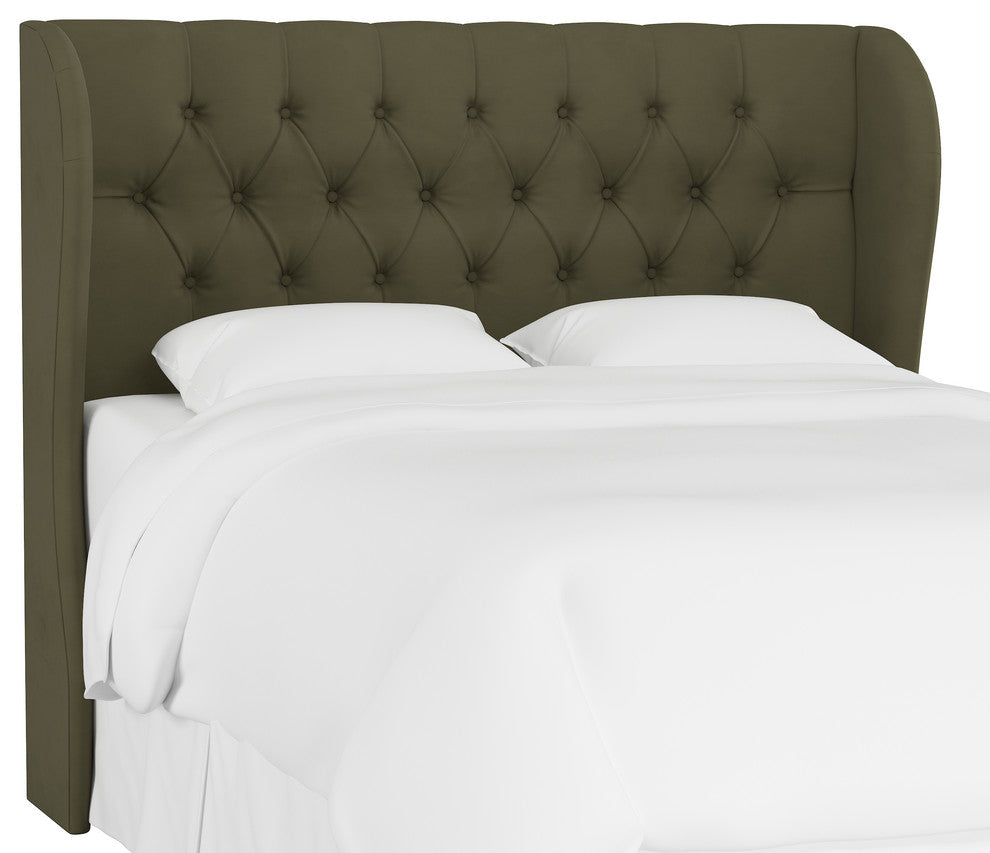 Bradwell Tufted Wingback Headboard, Velvet Loden, King