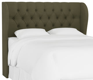Bradwell Tufted Wingback Headboard, Velvet Loden, King