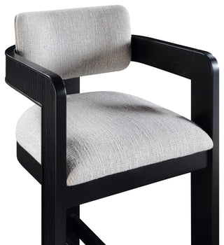 Sacha Upholstered Bar and Counter Stool, Grey, Linen Textured Fabric, Black