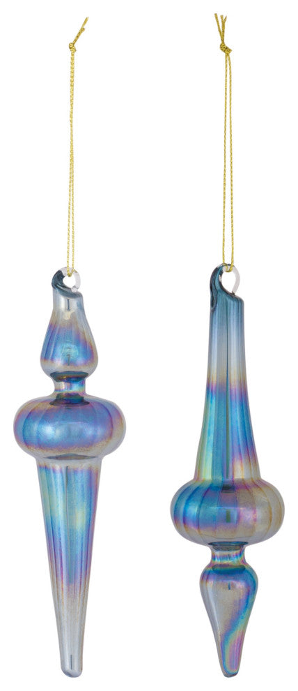 Irredescent Glass Finial Drop Ornament, 12-Piece Set