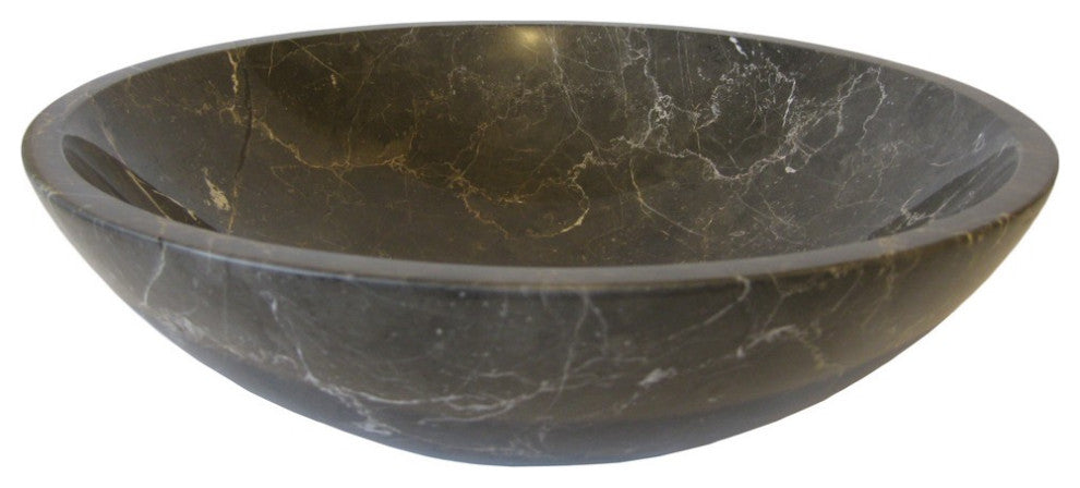 Novatto NOSV-CMCH Coffee Marble Vessel Sink With Chrome Umbrella Drain