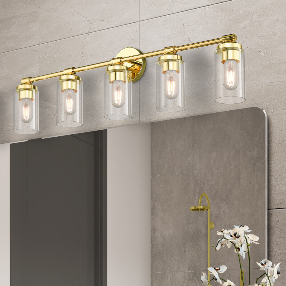 Whittier 5-Light Polished Brass Large Vanity Sconce