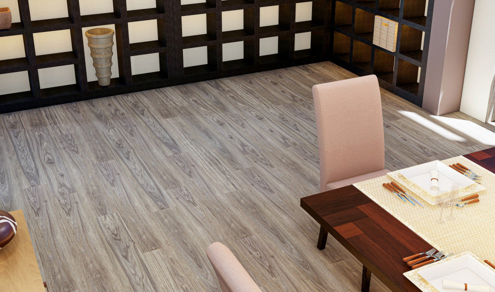 Backing Spc Rigid Core Flooring Planks, Dark Onyx 4Mmx7"X48", 20Mil Wear Layer