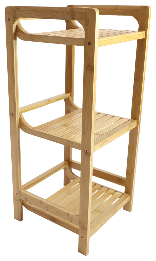 Bamboo Three Tier Slat Style Shelf