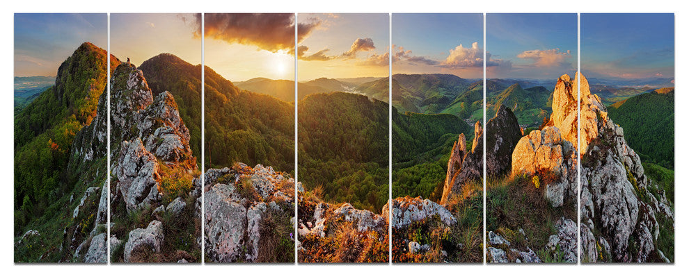 Panorama Mountains Slovakia, Landscape Canvas Art Print, 83"x32", 7 Panels