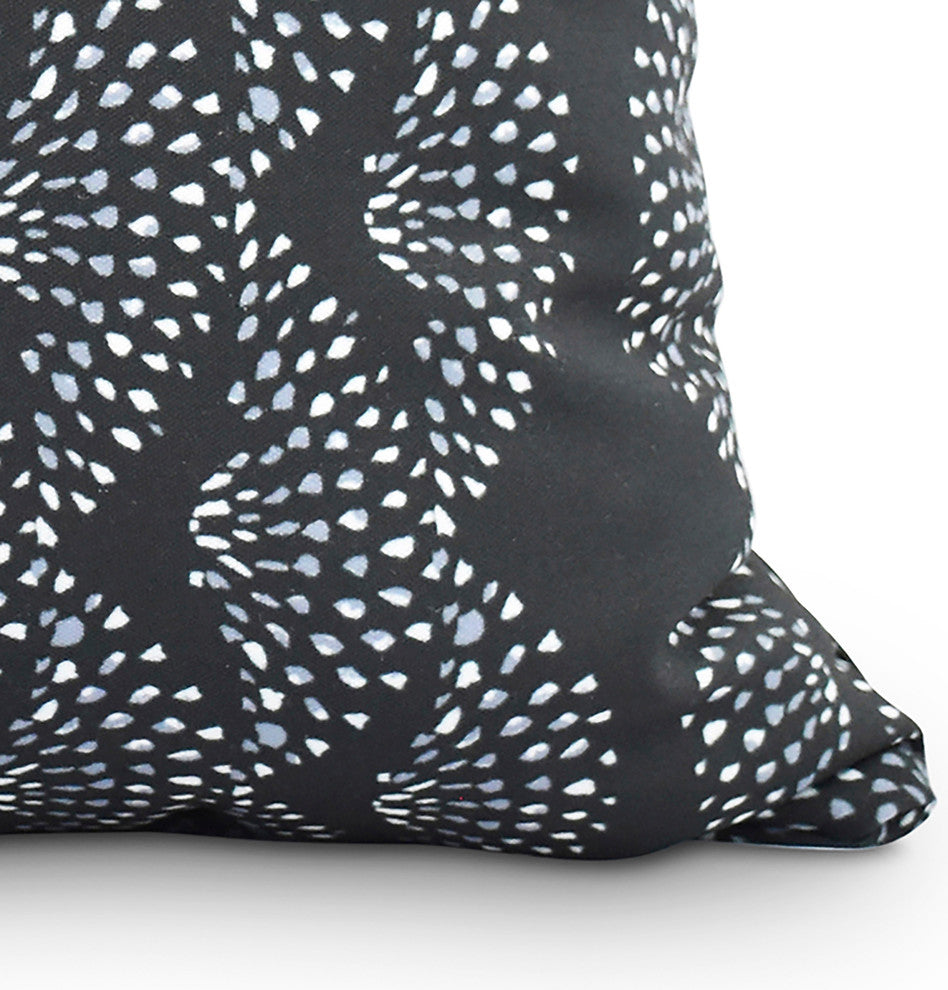 Dotted Decor Black Stripe Print Decorative Outdoor Throw Pillow, 20"