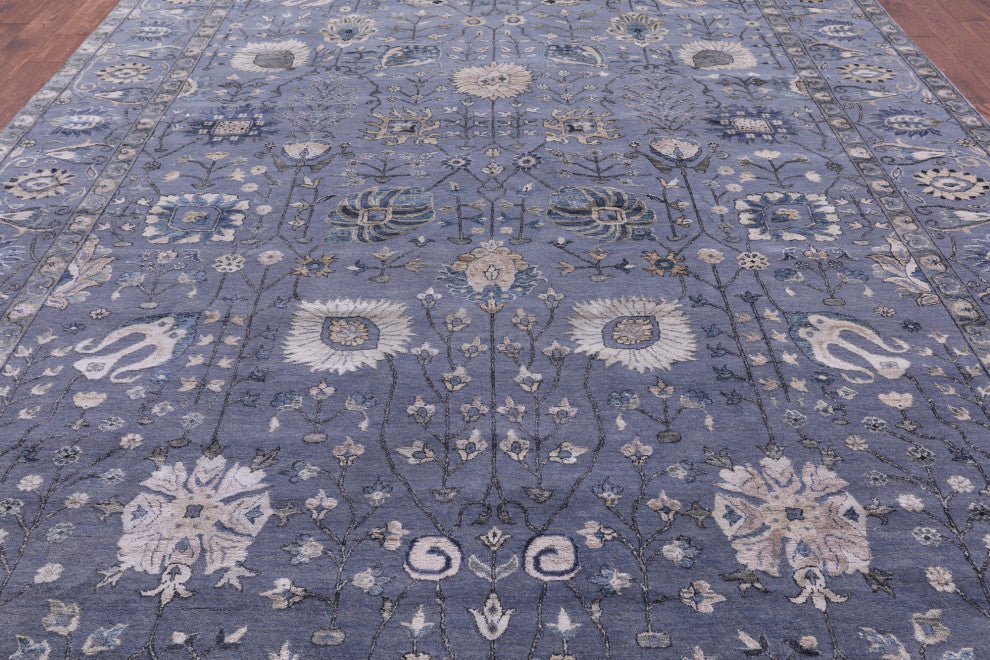 10' 1" X 14' 1" Wool & Silk Persian Hand Knotted Rug - Q15548