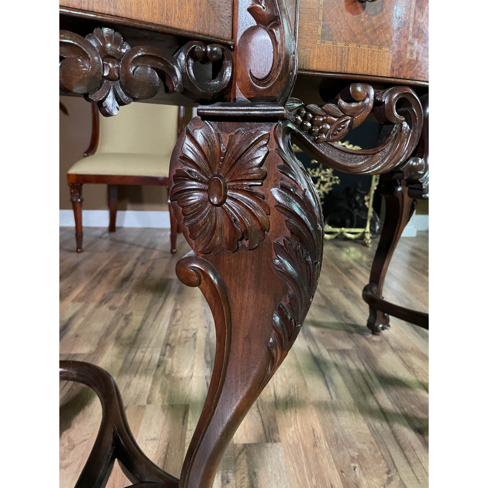 Antique Walnut Inlaid China Cabinet