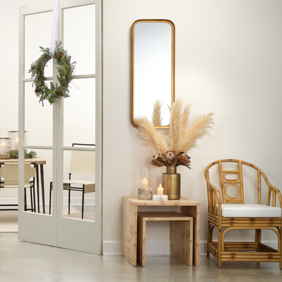 Capital Iron Rectangle Mirror, Gold Leaf Metal